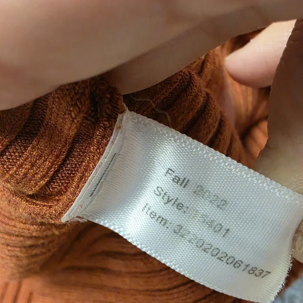 Marine Layer Lexi Polo Sweater Ribbed Knit Rust Brown Orange Long Sleeve Size XS